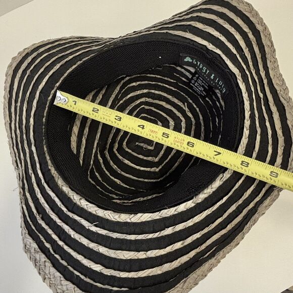 GYPSY & LOLA Katya Sun Straw Hat Black And Tan Floppy Shade Hat - Picture 8 of 8